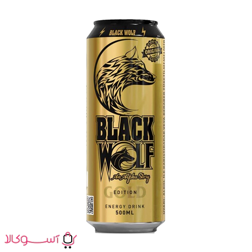 Black Wolf energy drink model gold